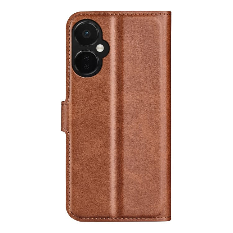 For OnePlus Nord CE 3 Lite 5G / Nord N30 5G Leather Calf Texture Stand Wallet Phone Case Square Magnetic Phone Cover - Light Brown