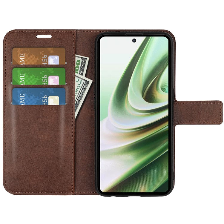 For OnePlus Nord CE 3 Lite 5G / Nord N30 5G Leather Calf Texture Stand Wallet Phone Case Square Magnetic Phone Cover - Brown