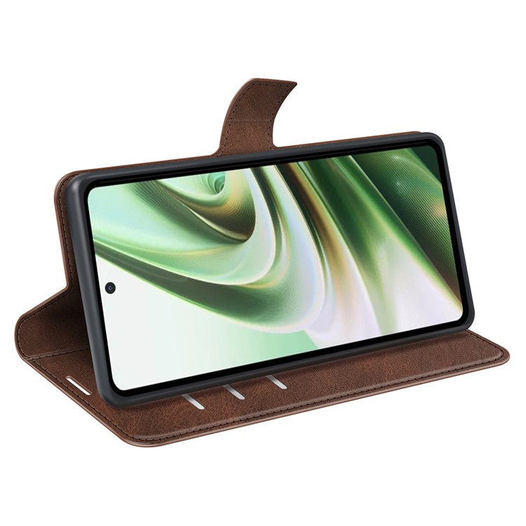For OnePlus Nord CE 3 Lite 5G / Nord N30 5G Leather Calf Texture Stand Wallet Phone Case Square Magnetic Phone Cover - Brown