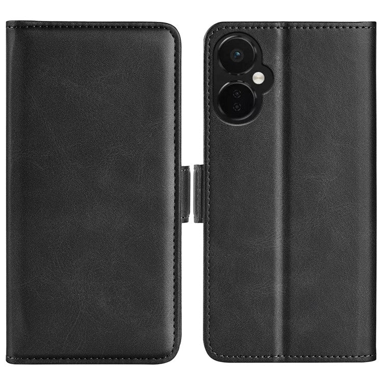 For OnePlus Nord CE 3 Lite 5G / Nord N30 5G Phone Case Leather Calf Texture Magnetic Stand Wallet Cell Phone Cover - Black
