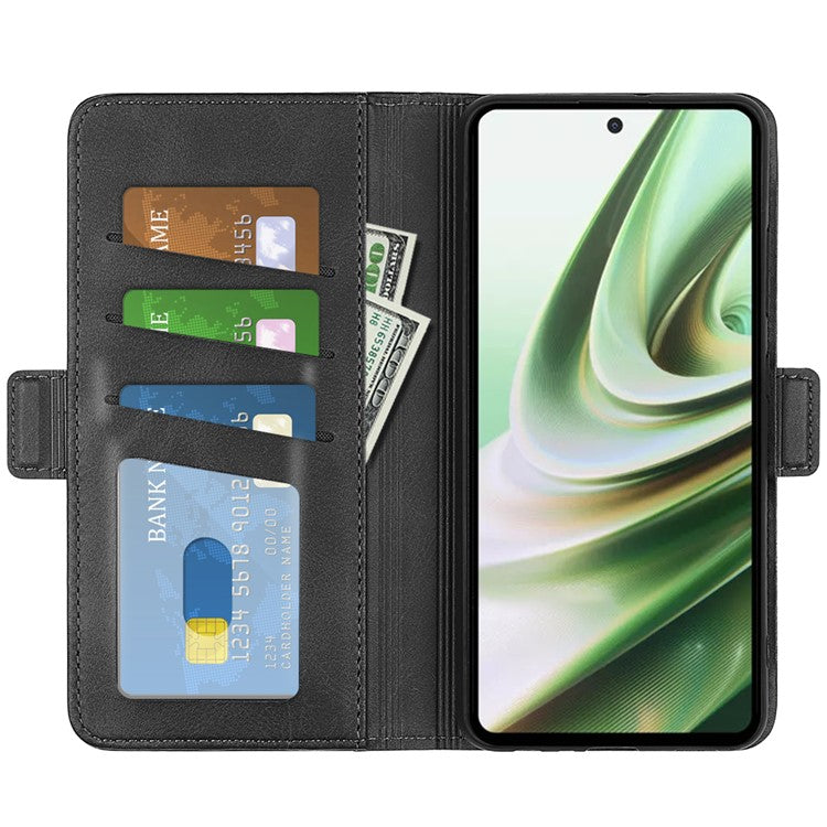 For OnePlus Nord CE 3 Lite 5G / Nord N30 5G Phone Case Leather Calf Texture Magnetic Stand Wallet Cell Phone Cover - Black