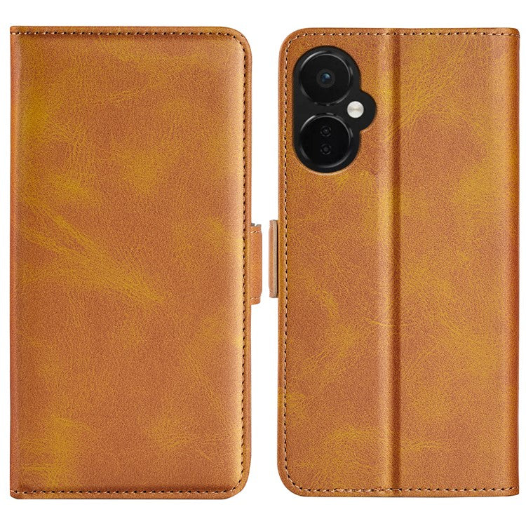 For OnePlus Nord CE 3 Lite 5G / Nord N30 5G Phone Case Leather Calf Texture Magnetic Stand Wallet Cell Phone Cover - Yellow