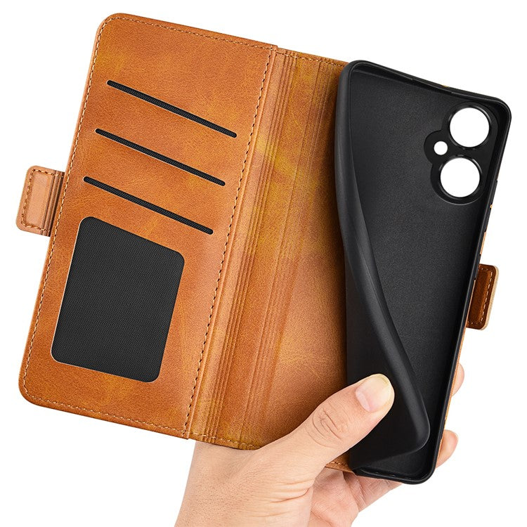 For OnePlus Nord CE 3 Lite 5G / Nord N30 5G Phone Case Leather Calf Texture Magnetic Stand Wallet Cell Phone Cover - Yellow