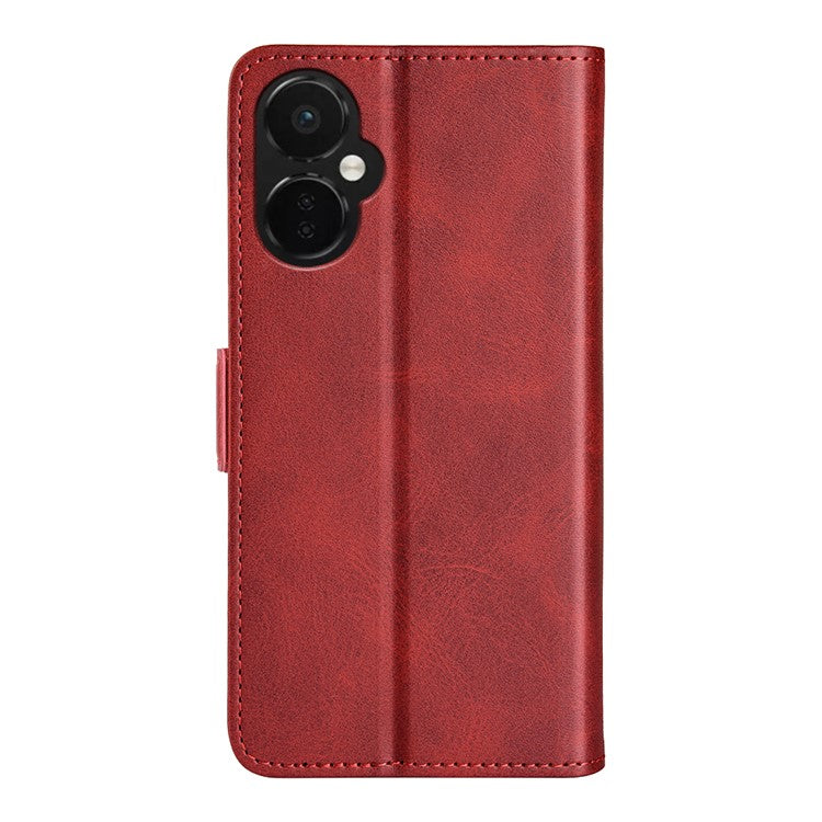 For OnePlus Nord CE 3 Lite 5G / Nord N30 5G Phone Case Leather Calf Texture Magnetic Stand Wallet Cell Phone Cover - Red