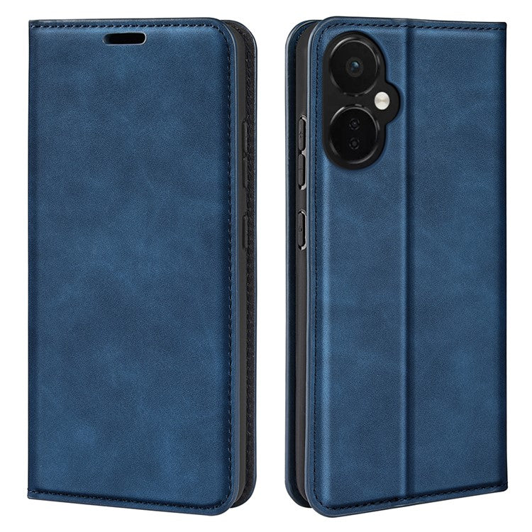 For OnePlus Nord CE 3 Lite 5G / Nord N30 5G Magnetic Auto Closing Skin-touch Feeling Stand Wallet Leather Phone Case - Blue