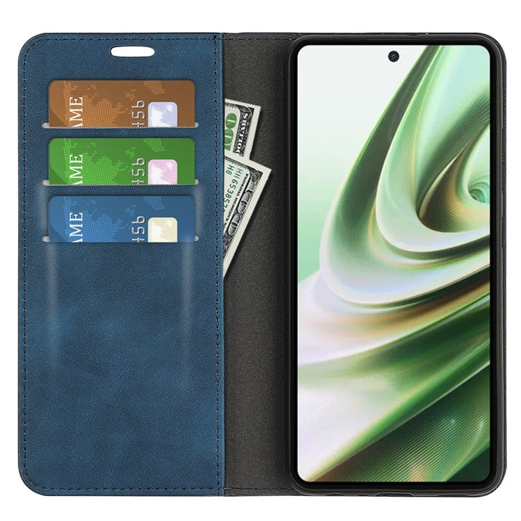 For OnePlus Nord CE 3 Lite 5G / Nord N30 5G Magnetic Auto Closing Skin-touch Feeling Stand Wallet Leather Phone Case - Blue