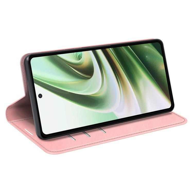 For OnePlus Nord CE 3 Lite 5G / Nord N30 5G Magnetic Auto Closing Skin-touch Feeling Stand Wallet Leather Phone Case - Pink