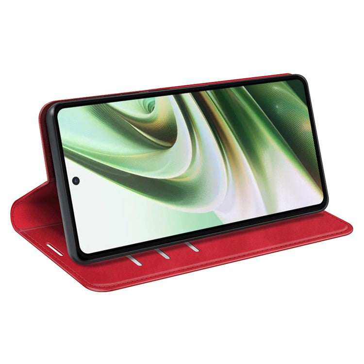 For OnePlus Nord CE 3 Lite 5G / Nord N30 5G Magnetic Auto Closing Skin-touch Feeling Stand Wallet Leather Phone Case - Red