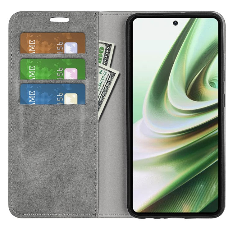 For OnePlus Nord CE 3 Lite 5G / Nord N30 5G Magnetic Auto Closing Skin-touch Feeling Stand Wallet Leather Phone Case - Grey