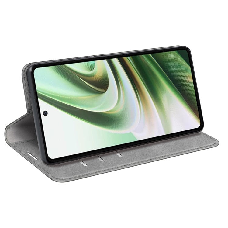 For OnePlus Nord CE 3 Lite 5G / Nord N30 5G Magnetic Auto Closing Skin-touch Feeling Stand Wallet Leather Phone Case - Grey
