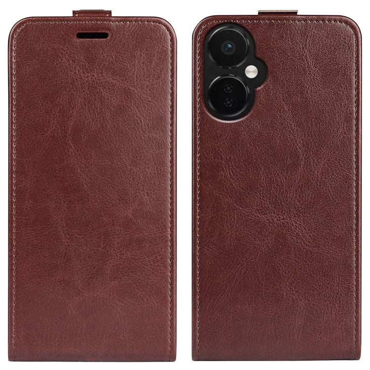 Crazy Horse Texture Leather Phone Case for OnePlus Nord CE 3 Lite 5G / Nord N30 5G , Card Holder Vertical Flip Cover - Brown