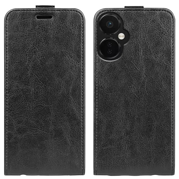 Crazy Horse Texture Leather Phone Case for OnePlus Nord CE 3 Lite 5G / Nord N30 5G , Card Holder Vertical Flip Cover - Black