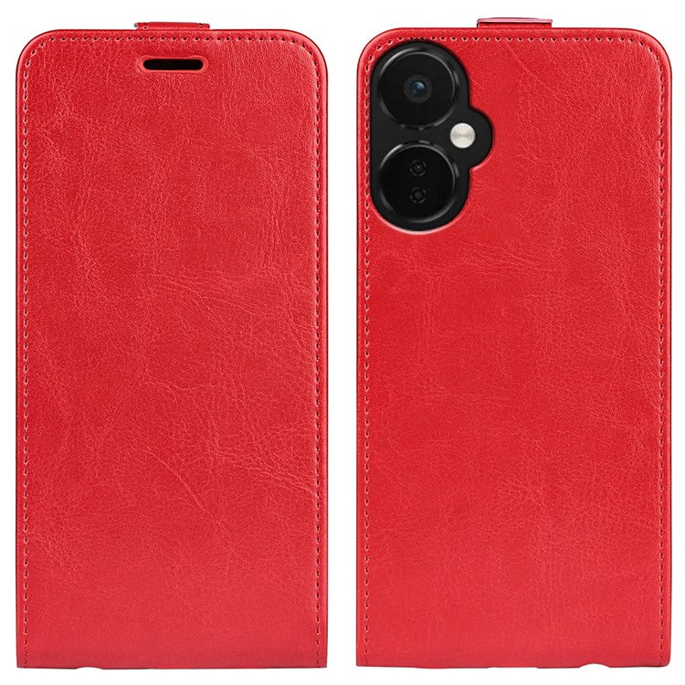 Crazy Horse Texture Leather Phone Case for OnePlus Nord CE 3 Lite 5G / Nord N30 5G , Card Holder Vertical Flip Cover - Red