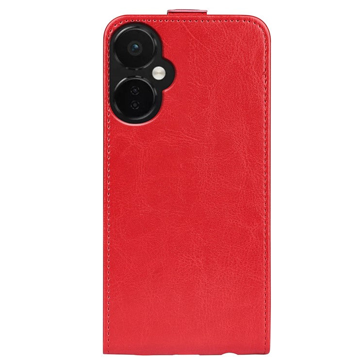 Crazy Horse Texture Leather Phone Case for OnePlus Nord CE 3 Lite 5G / Nord N30 5G , Card Holder Vertical Flip Cover - Red