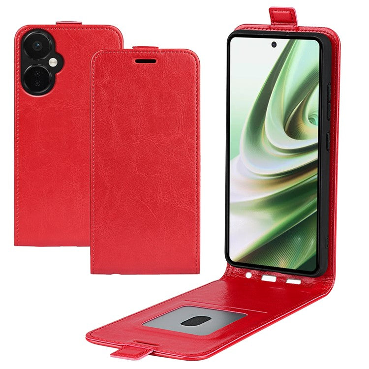 Crazy Horse Texture Leather Phone Case for OnePlus Nord CE 3 Lite 5G / Nord N30 5G , Card Holder Vertical Flip Cover - Red