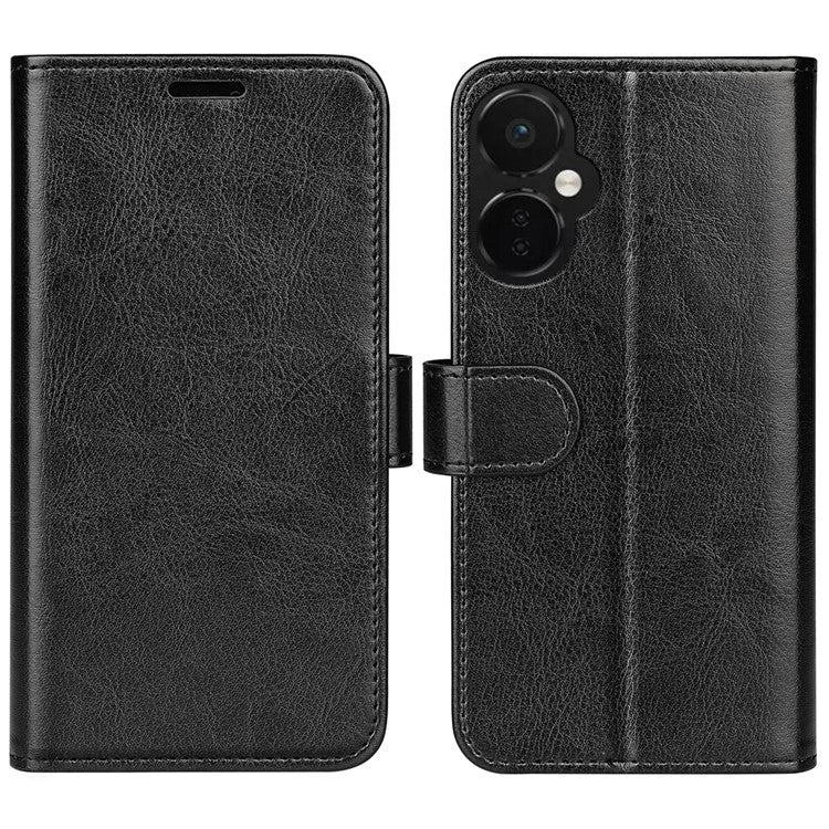 Cell Phone Case for OnePlus Nord CE 3 Lite 5G / Nord N30 5G , PU Leather Crazy Horse Texture Flip Stand Cover Wallet - Black