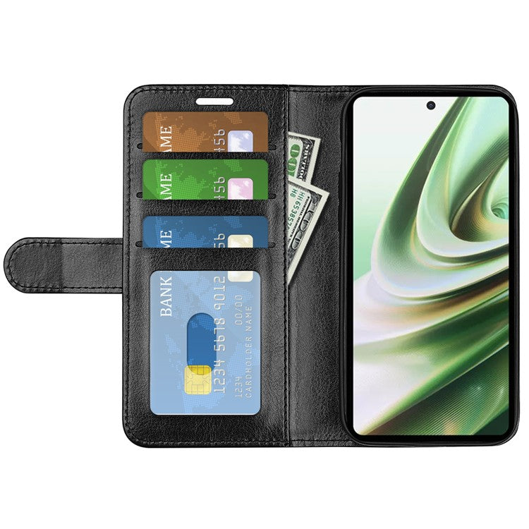 Cell Phone Case for OnePlus Nord CE 3 Lite 5G / Nord N30 5G , PU Leather Crazy Horse Texture Flip Stand Cover Wallet - Black