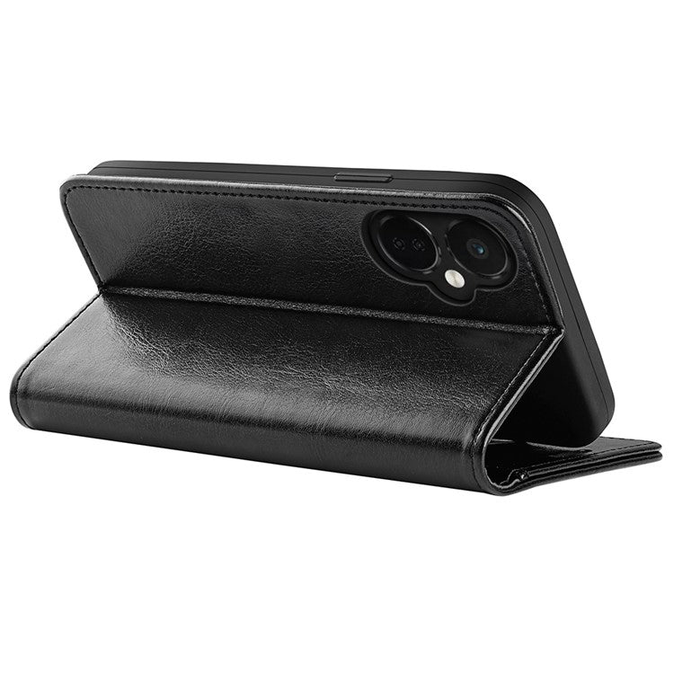 Cell Phone Case for OnePlus Nord CE 3 Lite 5G / Nord N30 5G , PU Leather Crazy Horse Texture Flip Stand Cover Wallet - Black