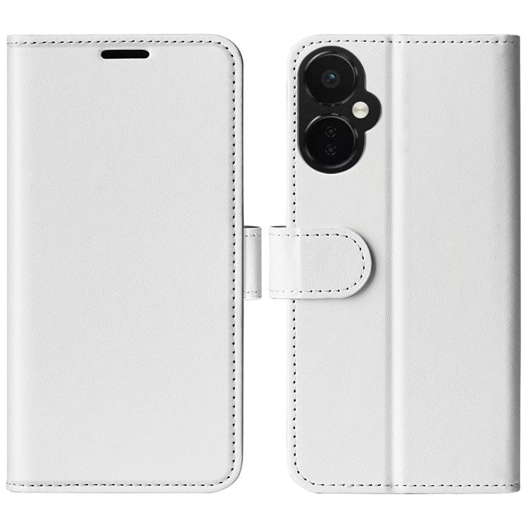 Cell Phone Case for OnePlus Nord CE 3 Lite 5G / Nord N30 5G , PU Leather Crazy Horse Texture Flip Stand Cover Wallet - White