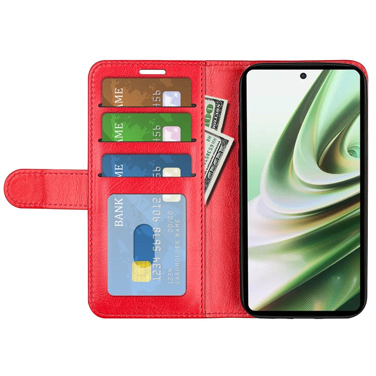 Cell Phone Case for OnePlus Nord CE 3 Lite 5G / Nord N30 5G , PU Leather Crazy Horse Texture Flip Stand Cover Wallet - Red