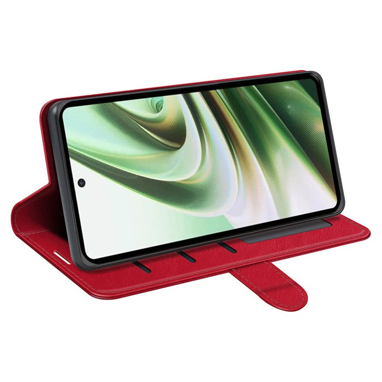 Cell Phone Case for OnePlus Nord CE 3 Lite 5G / Nord N30 5G , PU Leather Crazy Horse Texture Flip Stand Cover Wallet - Red