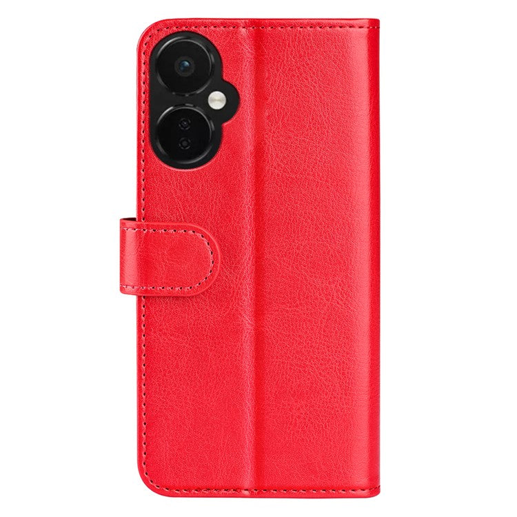 Cell Phone Case for OnePlus Nord CE 3 Lite 5G / Nord N30 5G , PU Leather Crazy Horse Texture Flip Stand Cover Wallet - Red
