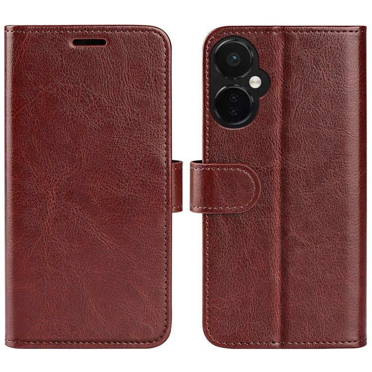 Cell Phone Case for OnePlus Nord CE 3 Lite 5G / Nord N30 5G , PU Leather Crazy Horse Texture Flip Stand Cover Wallet - Brown