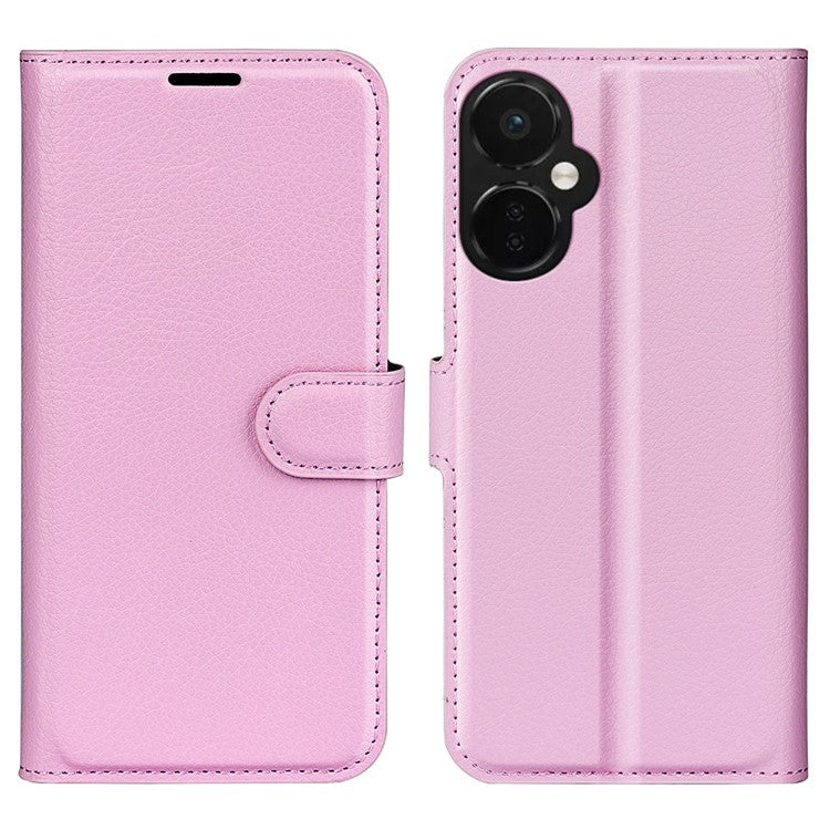 For OnePlus Nord CE 3 Lite 5G / Nord N30 5G Litchi Texture Leather Phone Stand Wallet Cover Anti-Dust Flip Case - Pink