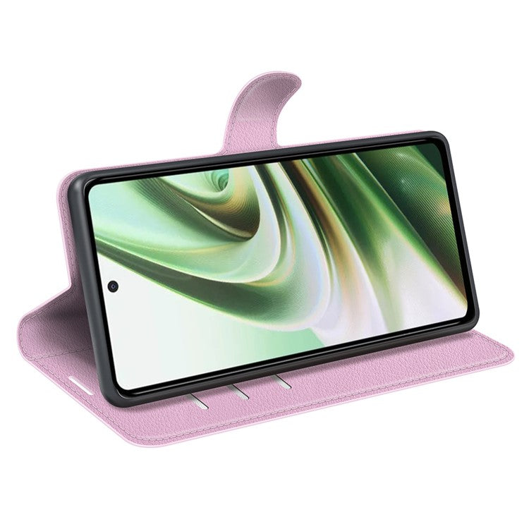 For OnePlus Nord CE 3 Lite 5G / Nord N30 5G Litchi Texture Leather Phone Stand Wallet Cover Anti-Dust Flip Case - Pink