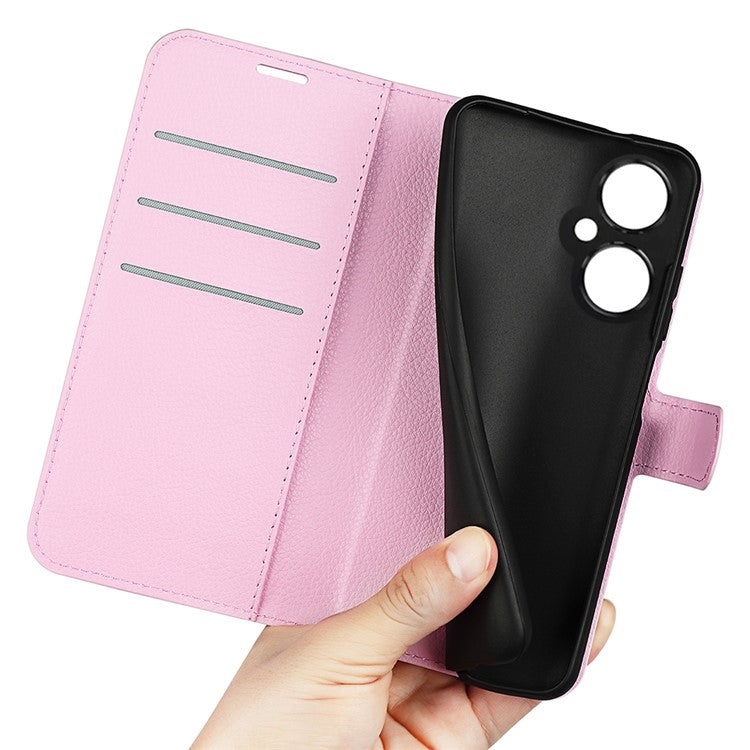 For OnePlus Nord CE 3 Lite 5G / Nord N30 5G Litchi Texture Leather Phone Stand Wallet Cover Anti-Dust Flip Case - Pink