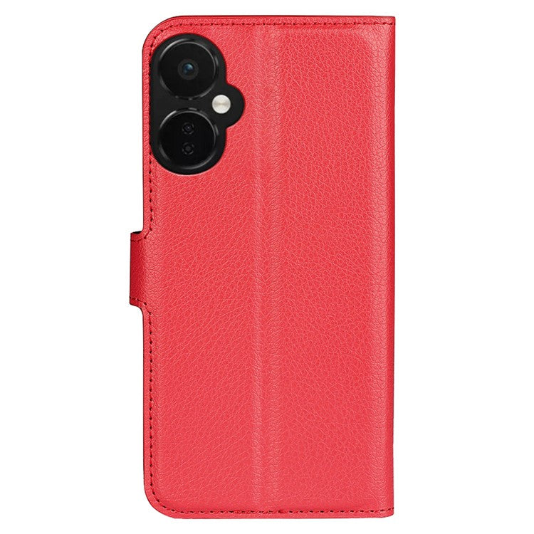 For OnePlus Nord CE 3 Lite 5G / Nord N30 5G Litchi Texture Leather Phone Stand Wallet Cover Anti-Dust Flip Case - Red