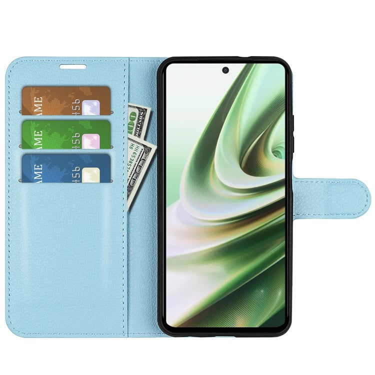 For OnePlus Nord CE 3 Lite 5G / Nord N30 5G Litchi Texture Leather Phone Stand Wallet Cover Anti-Dust Flip Case - Blue
