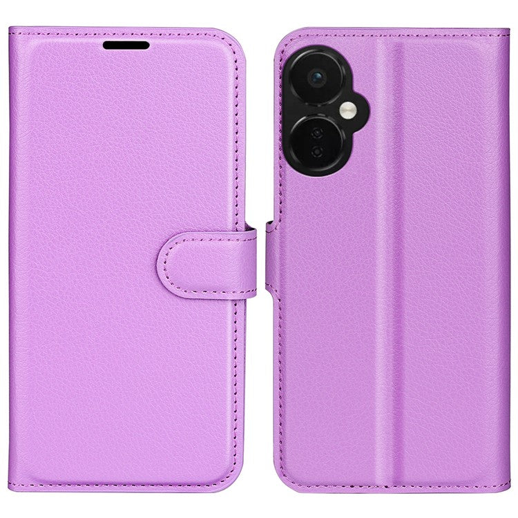 For OnePlus Nord CE 3 Lite 5G / Nord N30 5G Litchi Texture Leather Phone Stand Wallet Cover Anti-Dust Flip Case - Purple