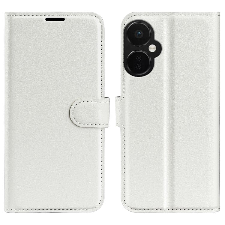 For OnePlus Nord CE 3 Lite 5G / Nord N30 5G Litchi Texture Leather Phone Stand Wallet Cover Anti-Dust Flip Case - White