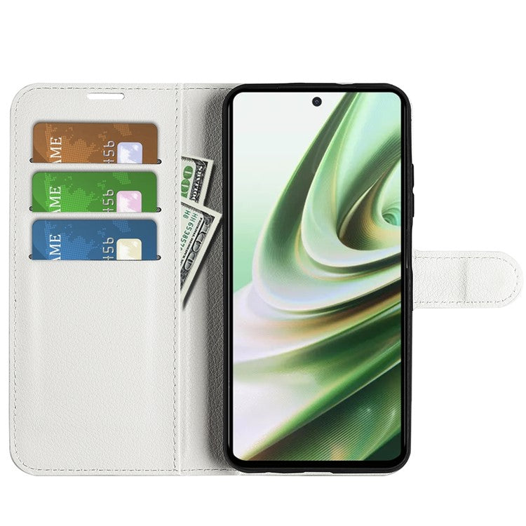 For OnePlus Nord CE 3 Lite 5G / Nord N30 5G Litchi Texture Leather Phone Stand Wallet Cover Anti-Dust Flip Case - White