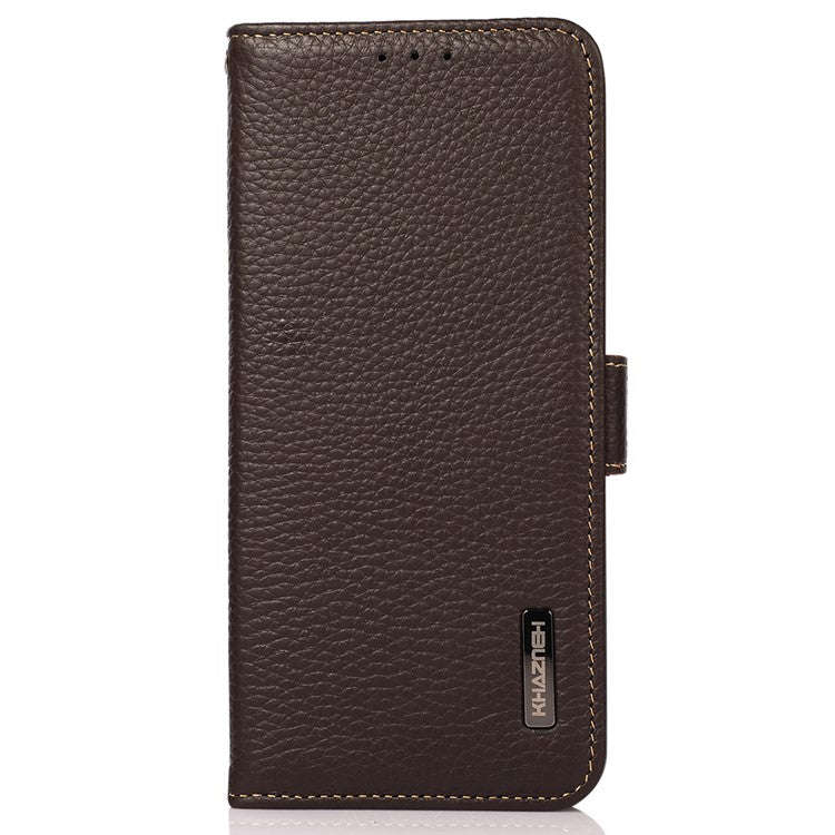 KHAZNEH For OnePlus Ace 2 5G / 11R 5G Stand Wallet Phone Case RFID Blocking Genuine Cow Leather Protective Cover - Brown