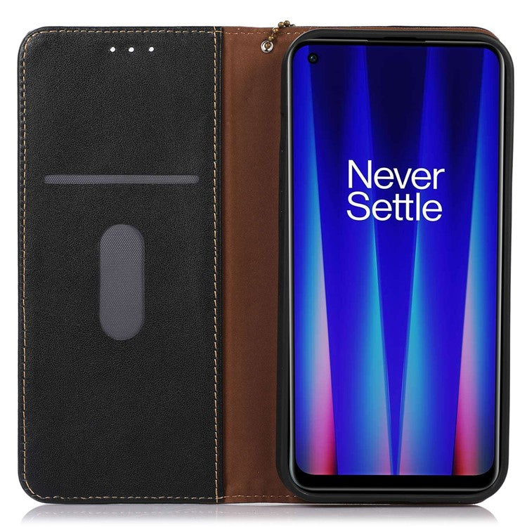 KHAZNEH for OnePlus Ace 2 5G / 11R 5G Phone Case Wallet Stand RFID Blocking Genuine Cowhide Leather Phone Cover - Black