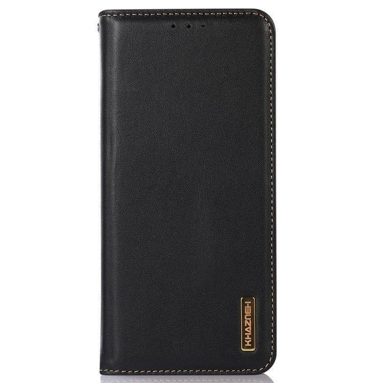 KHAZNEH for OnePlus Ace 2 5G / 11R 5G Phone Case Wallet Stand RFID Blocking Genuine Cowhide Leather Phone Cover - Black