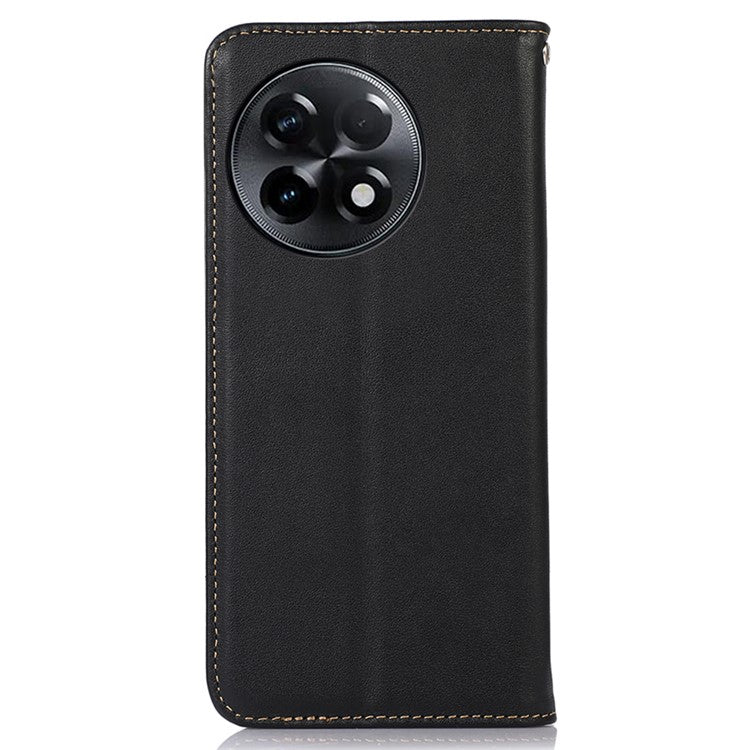 KHAZNEH for OnePlus Ace 2 5G / 11R 5G Phone Case Wallet Stand RFID Blocking Genuine Cowhide Leather Phone Cover - Black