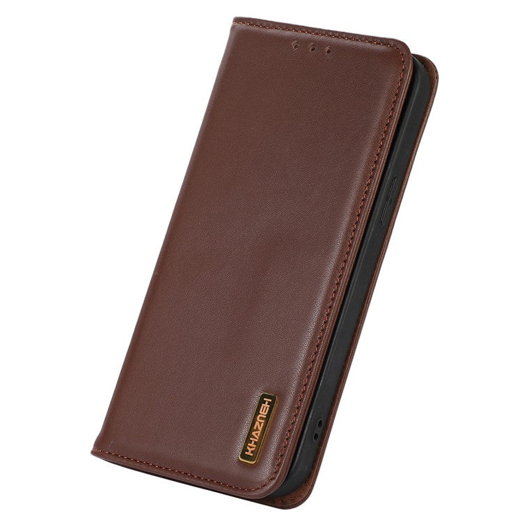 KHAZNEH for OnePlus Ace 2 5G / 11R 5G Phone Case Wallet Stand RFID Blocking Genuine Cowhide Leather Phone Cover - Brown