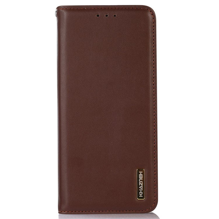 KHAZNEH for OnePlus Ace 2 5G / 11R 5G Phone Case Wallet Stand RFID Blocking Genuine Cowhide Leather Phone Cover - Brown