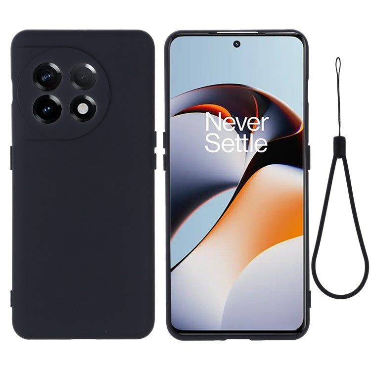 For OnePlus 11 5G Liquid Silicone Phone Case Camera Protection Anti-Scratch Cover - Black
