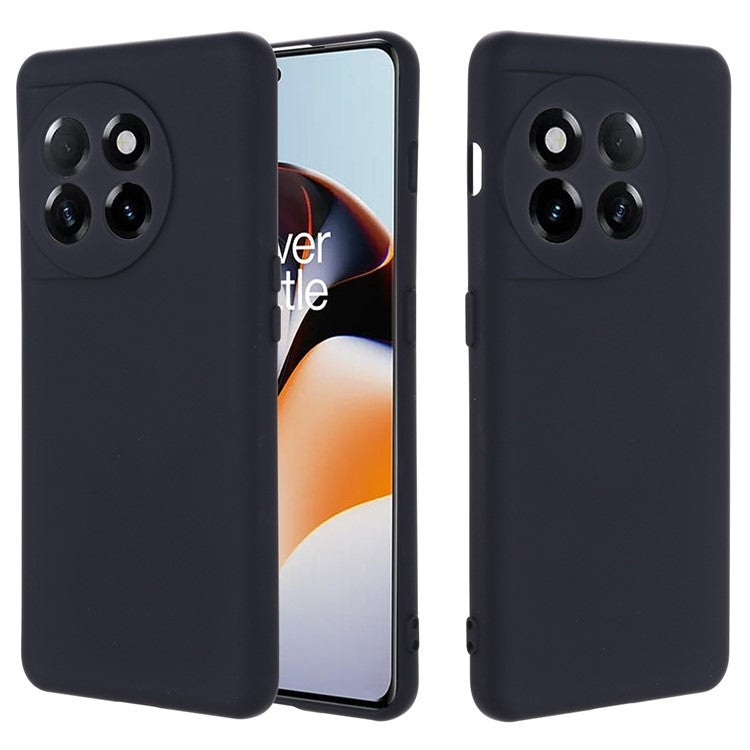 For OnePlus 11 5G Liquid Silicone Phone Case Camera Protection Anti-Scratch Cover - Black
