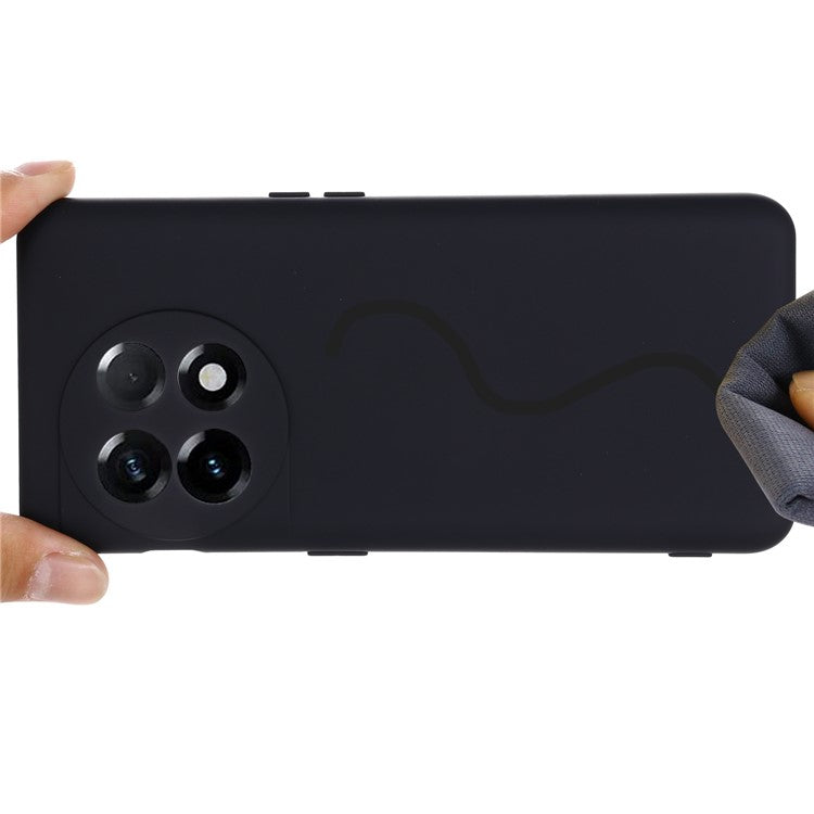 For OnePlus 11 5G Liquid Silicone Phone Case Camera Protection Anti-Scratch Cover - Black