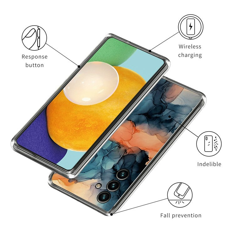For Samsung Galaxy A34 5G Phone Case Abstract Marble Printed IMD TPU Protective Cover - Style A