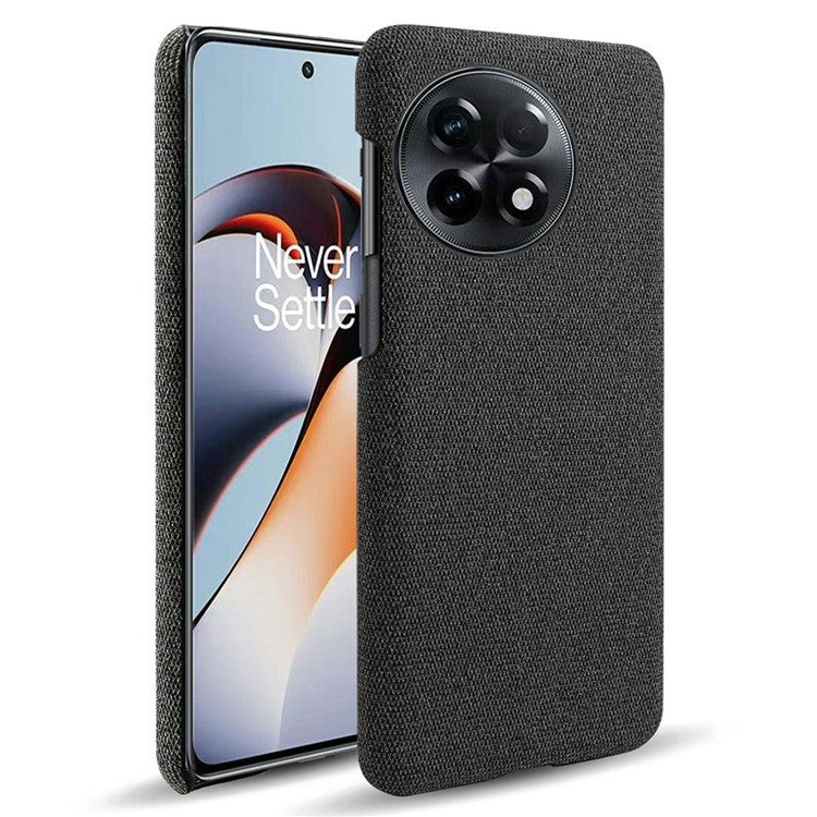 Cloth Texture Smartphone Cover for OnePlus 11R 5G / Ace 2 5G , Solid Color Hard PC+Cloth Anti-scratch Case - Black