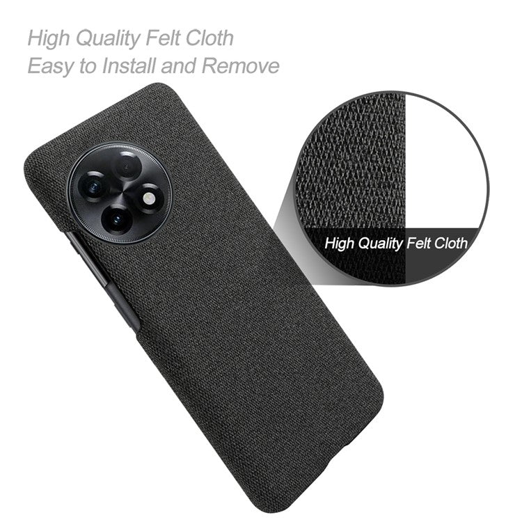 Cloth Texture Smartphone Cover for OnePlus 11R 5G / Ace 2 5G , Solid Color Hard PC+Cloth Anti-scratch Case - Black