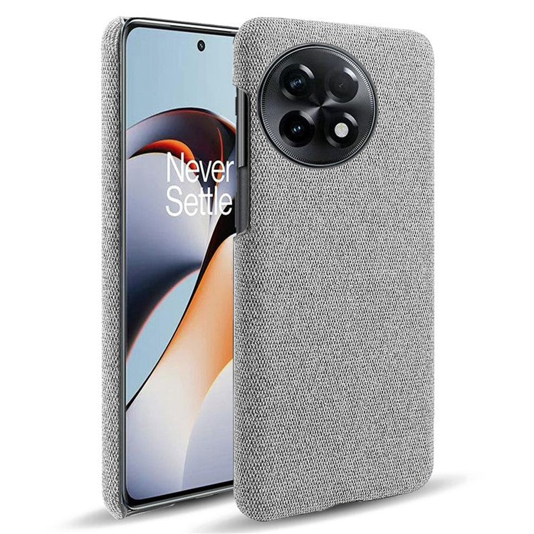 Cloth Texture Smartphone Cover for OnePlus 11R 5G / Ace 2 5G , Solid Color Hard PC+Cloth Anti-scratch Case - Light Grey