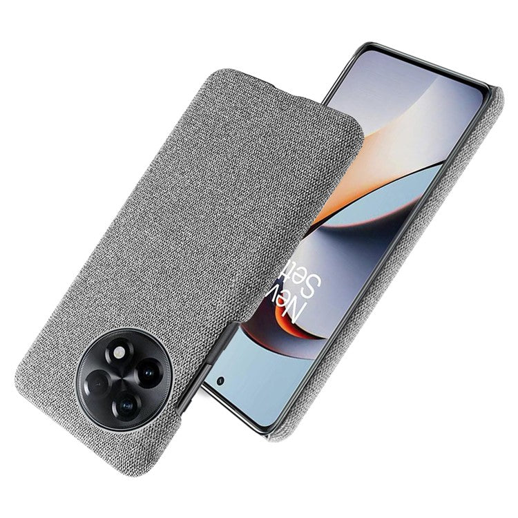 Cloth Texture Smartphone Cover for OnePlus 11R 5G / Ace 2 5G , Solid Color Hard PC+Cloth Anti-scratch Case - Light Grey