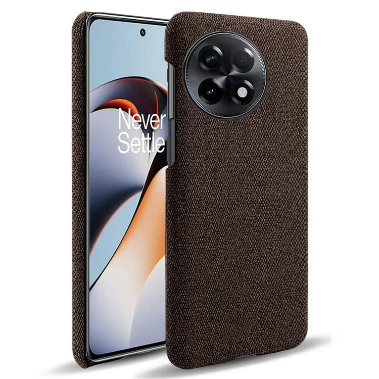 Cloth Texture Smartphone Cover for OnePlus 11R 5G / Ace 2 5G , Solid Color Hard PC+Cloth Anti-scratch Case - Brown